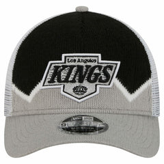 Los Angeles Kings New Era Hockey Sock 9FORTY A-Frame M-Crown Adjustable Trucker Hat - Silver/Black - NHL