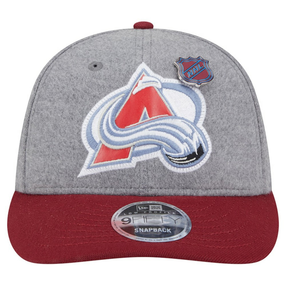 Colorado Avalanche New Era Wool Pin Low Profile 9FIFTY Snapback Hat - Gray/Burgundy - NHL