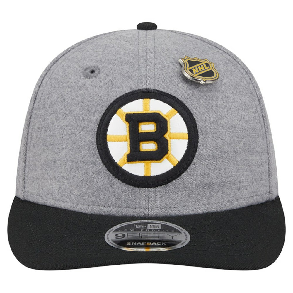 Boston Bruins New Era Wool Pin Low Profile 9FIFTY Snapback Hat - Gray/Black - NHL