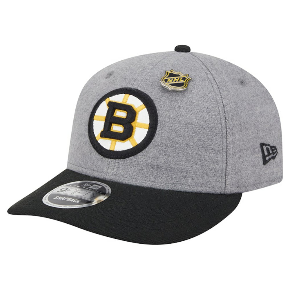 Boston Bruins New Era Wool Pin Low Profile 9FIFTY Snapback Hat - Gray/Black - NHL