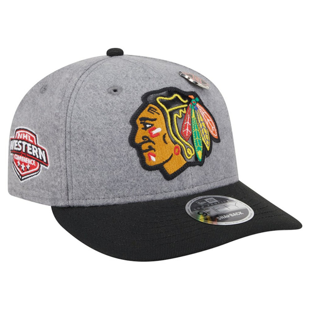 Chicago Blackhawks New Era Wool Pin Low Profile 9FIFTY Snapback Hat - Gray/Black - NHL