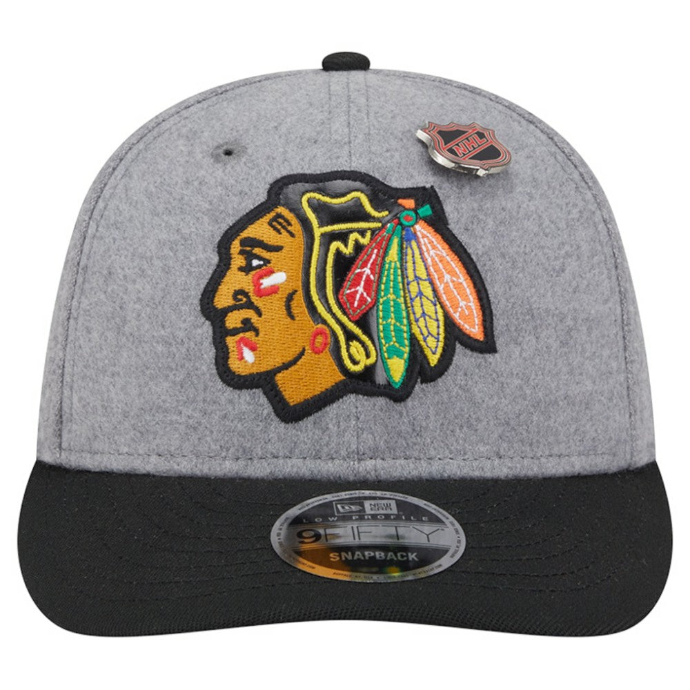 Chicago Blackhawks New Era Wool Pin Low Profile 9FIFTY Snapback Hat - Gray/Black - NHL