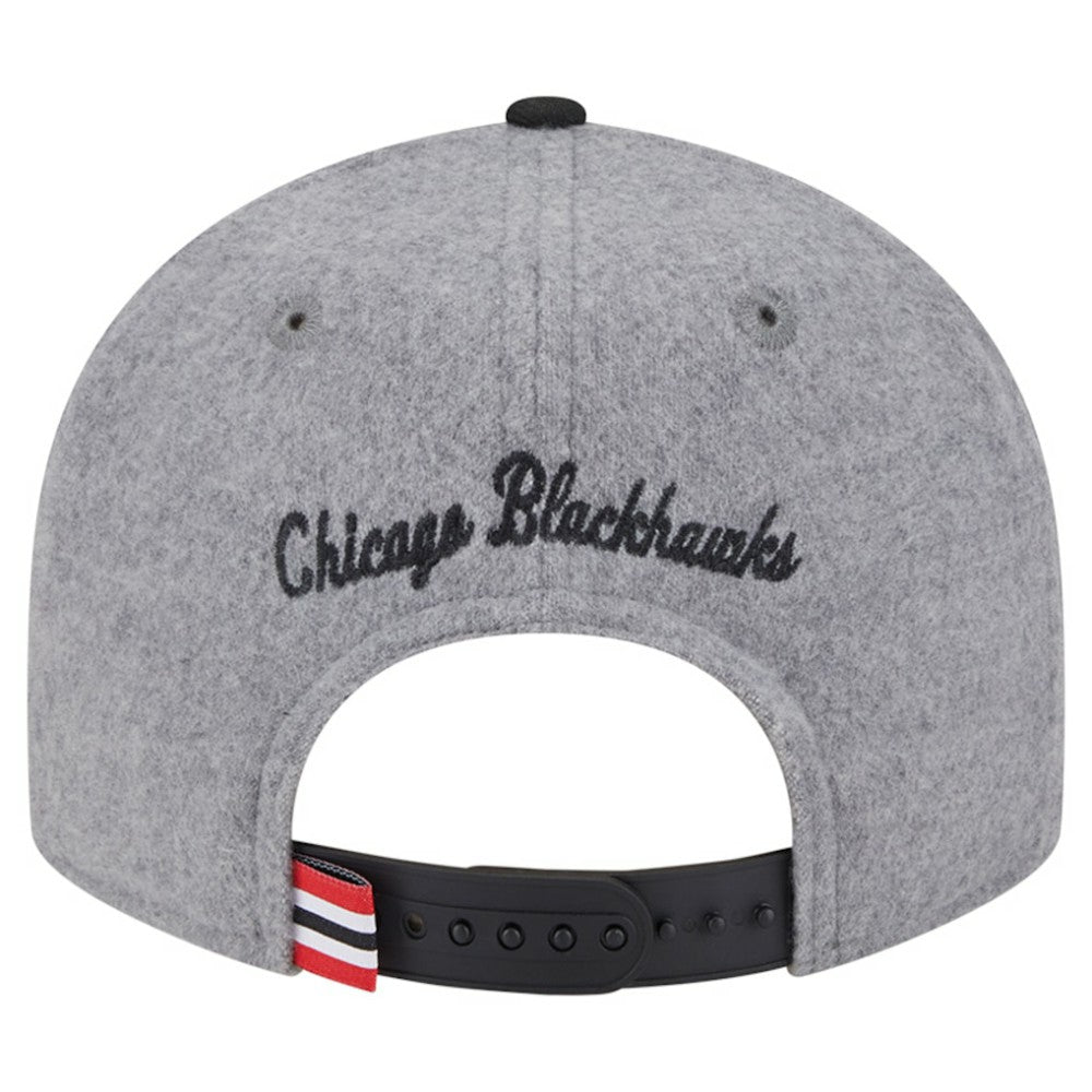 Chicago Blackhawks New Era Wool Pin Low Profile 9FIFTY Snapback Hat - Gray/Black - NHL