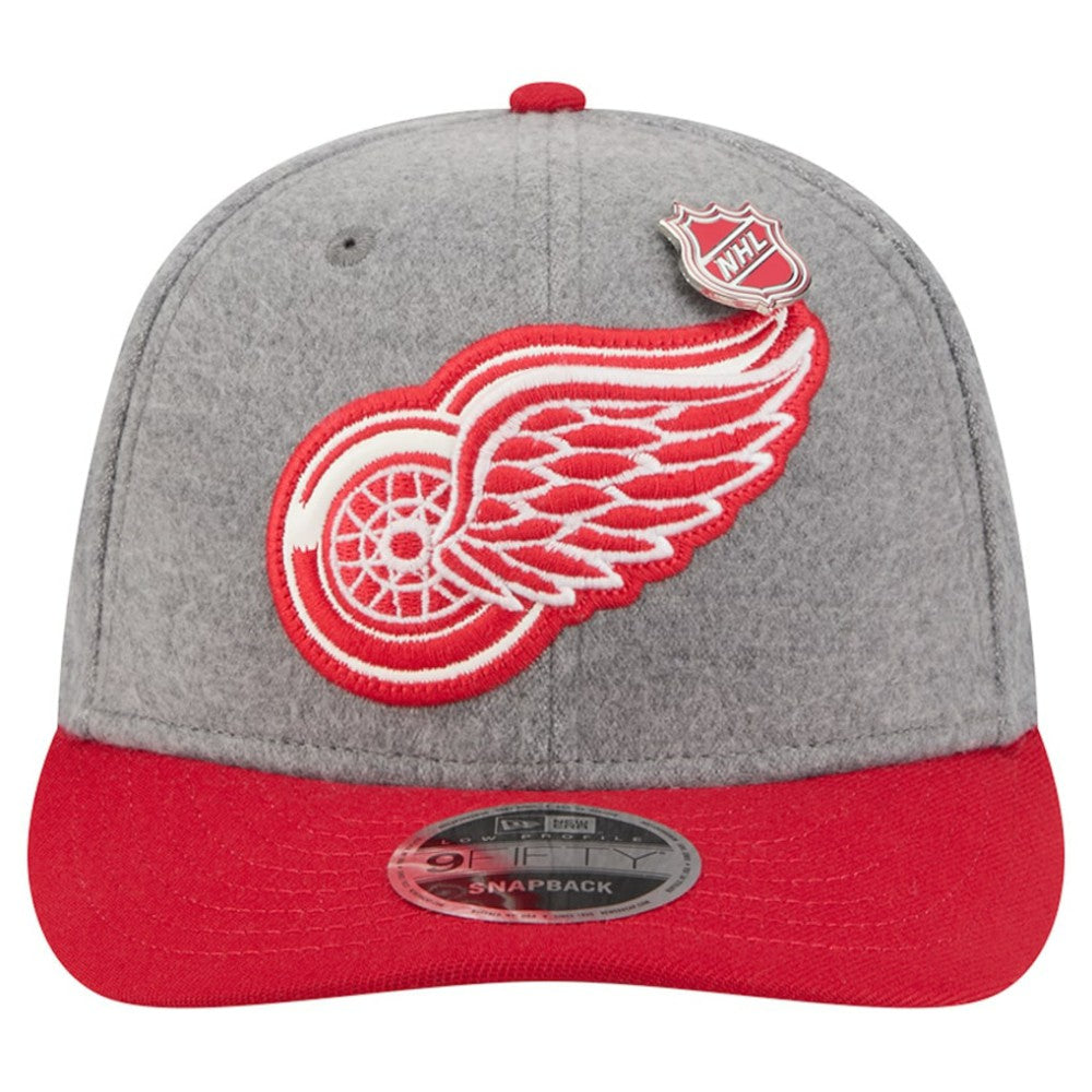 Detroit Red Wings New Era Wool Pin Low Profile 9FIFTY Snapback Hat - Gray/Red - NHL