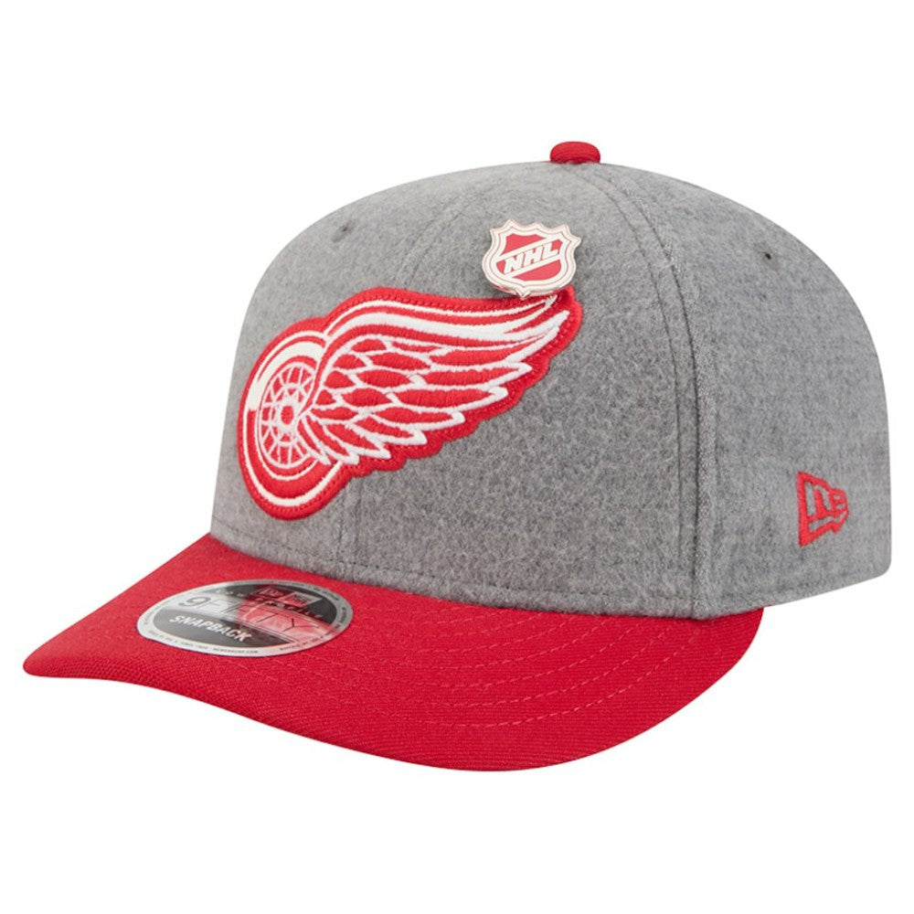Detroit Red Wings New Era Wool Pin Low Profile 9FIFTY Snapback Hat - Gray/Red - NHL