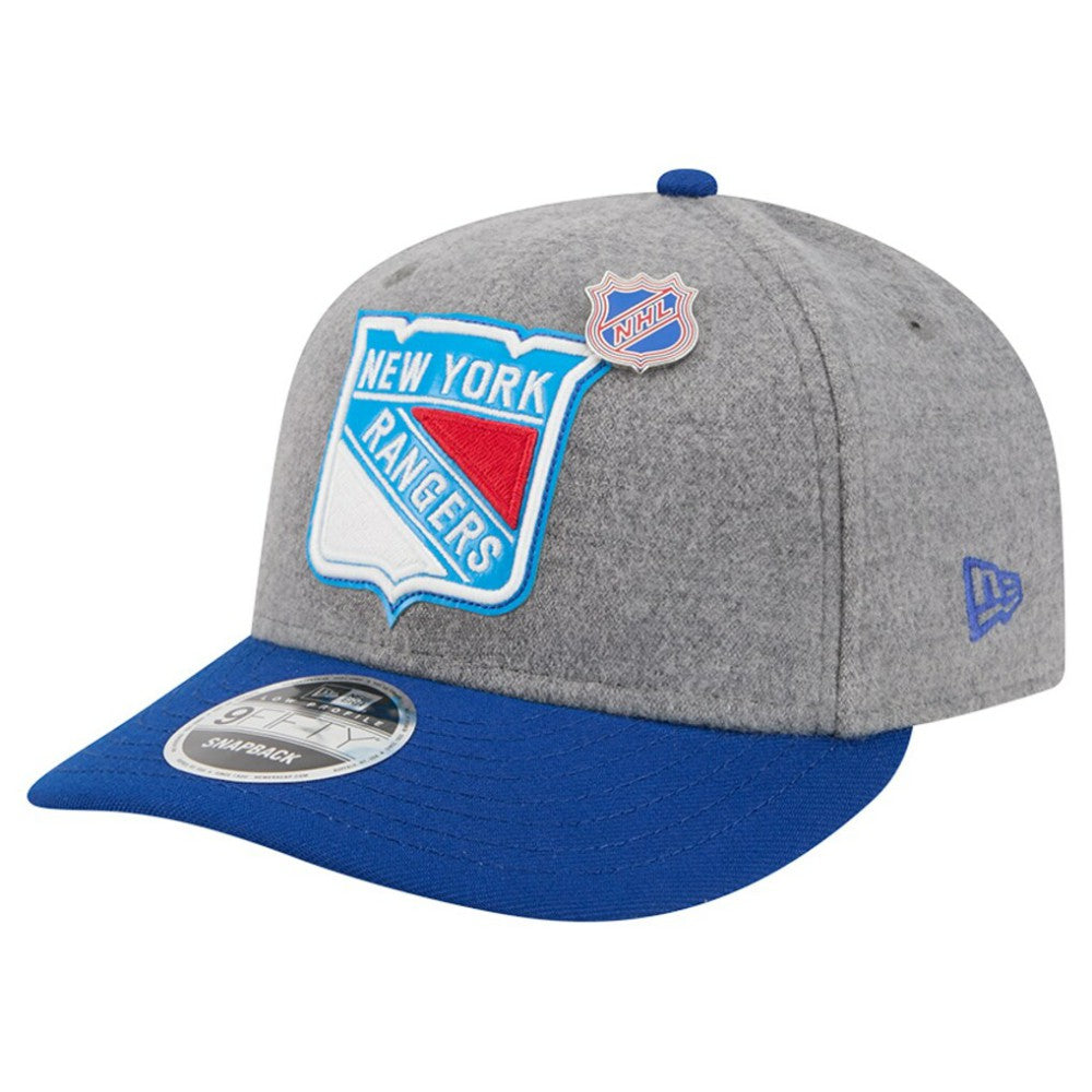 New York Rangers New Era Wool Pin Low Profile 9FIFTY Snapback Hat - Gray/Blue - NHL