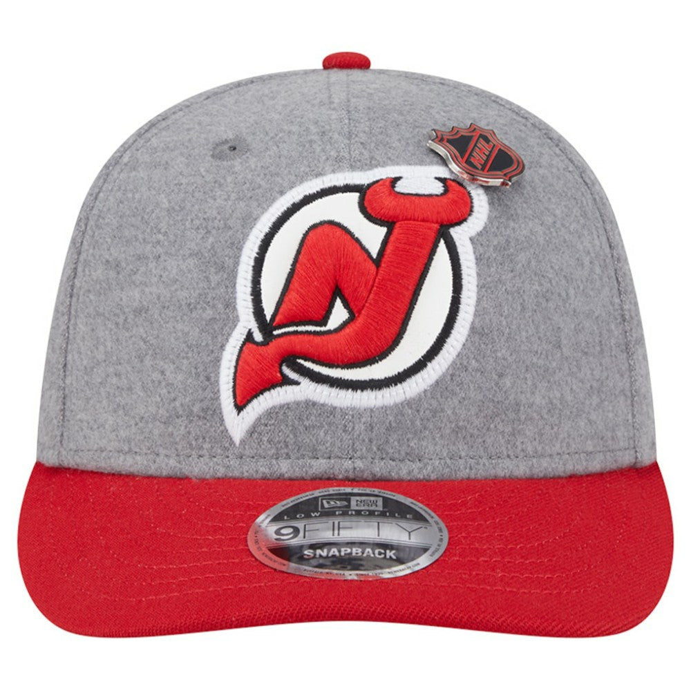 New Jersey Devils New Era Wool Pin Low Profile 9FIFTY Snapback Hat - Gray/Red - NHL
