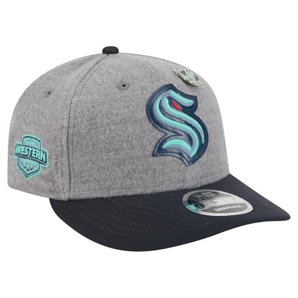 Seattle Kraken New Era Wool Pin Low Profile 9FIFTY Snapback Hat - Gray/Deep Sea Blue - NHL