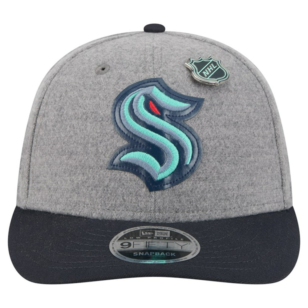 Seattle Kraken New Era Wool Pin Low Profile 9FIFTY Snapback Hat - Gray/Deep Sea Blue - NHL