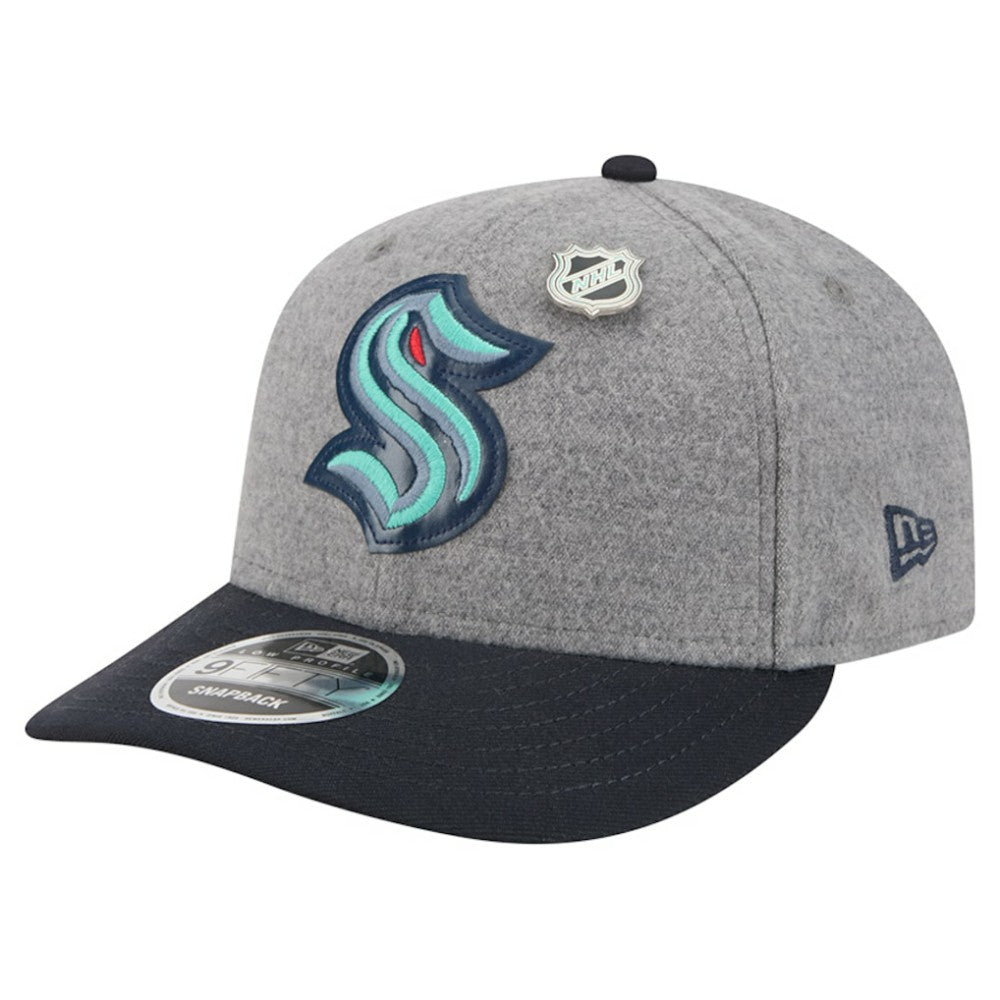 Seattle Kraken New Era Wool Pin Low Profile 9FIFTY Snapback Hat - Gray/Deep Sea Blue - NHL