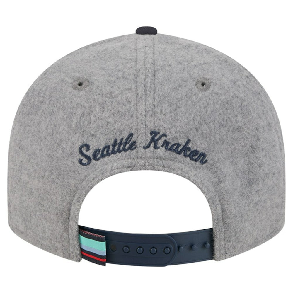 Seattle Kraken New Era Wool Pin Low Profile 9FIFTY Snapback Hat - Gray/Deep Sea Blue - NHL