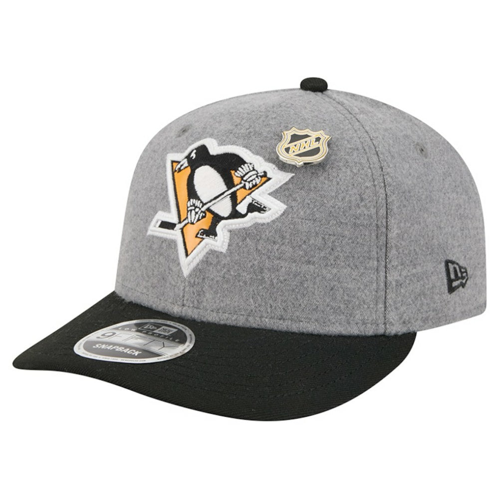 Pittsburgh Penguins New Era Wool Pin Low Profile 9FIFTY Snapback Hat - Gray/Black - NHL