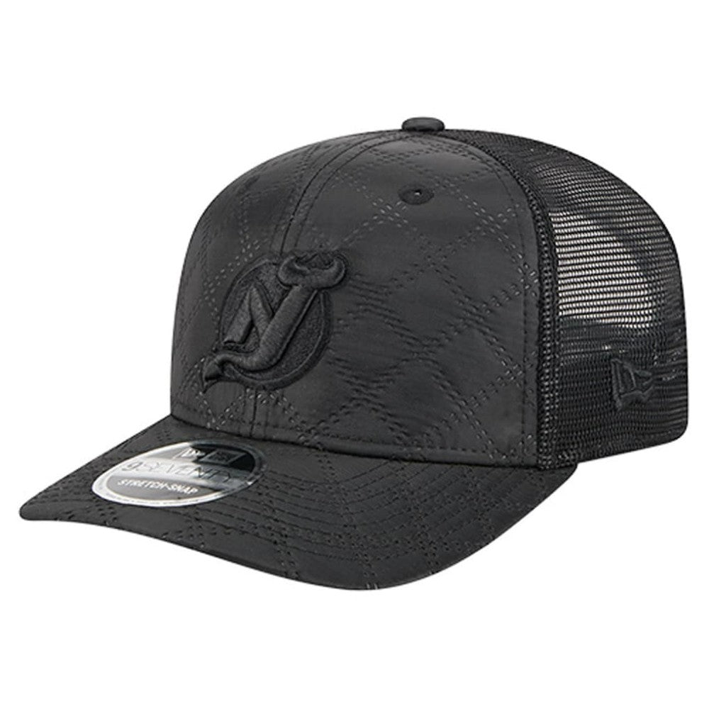 New Jersey Devils New Era Quilted Nylon 9SEVENTY Adjustable Trucker Hat - Black - NHL