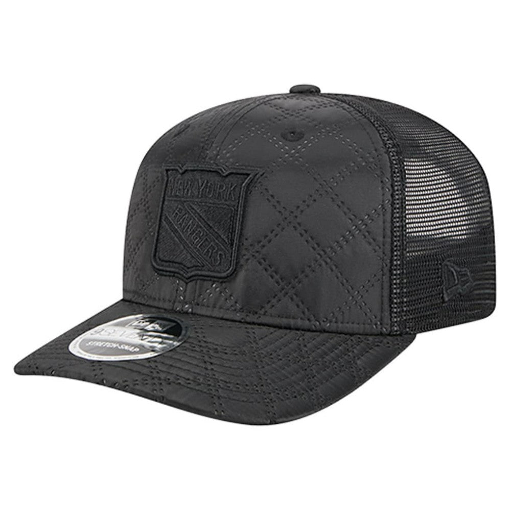 New York Rangers New Era Quilted Nylon 9SEVENTY Adjustable Trucker Hat - Black - NHL