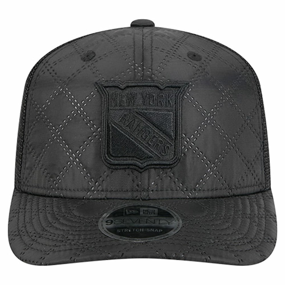 New York Rangers New Era Quilted Nylon 9SEVENTY Adjustable Trucker Hat - Black - NHL