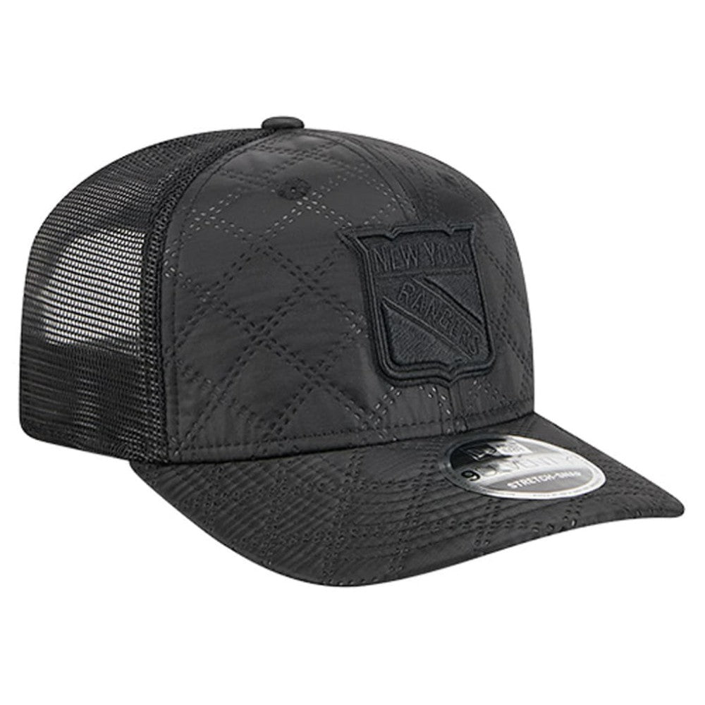 New York Rangers New Era Quilted Nylon 9SEVENTY Adjustable Trucker Hat - Black - NHL