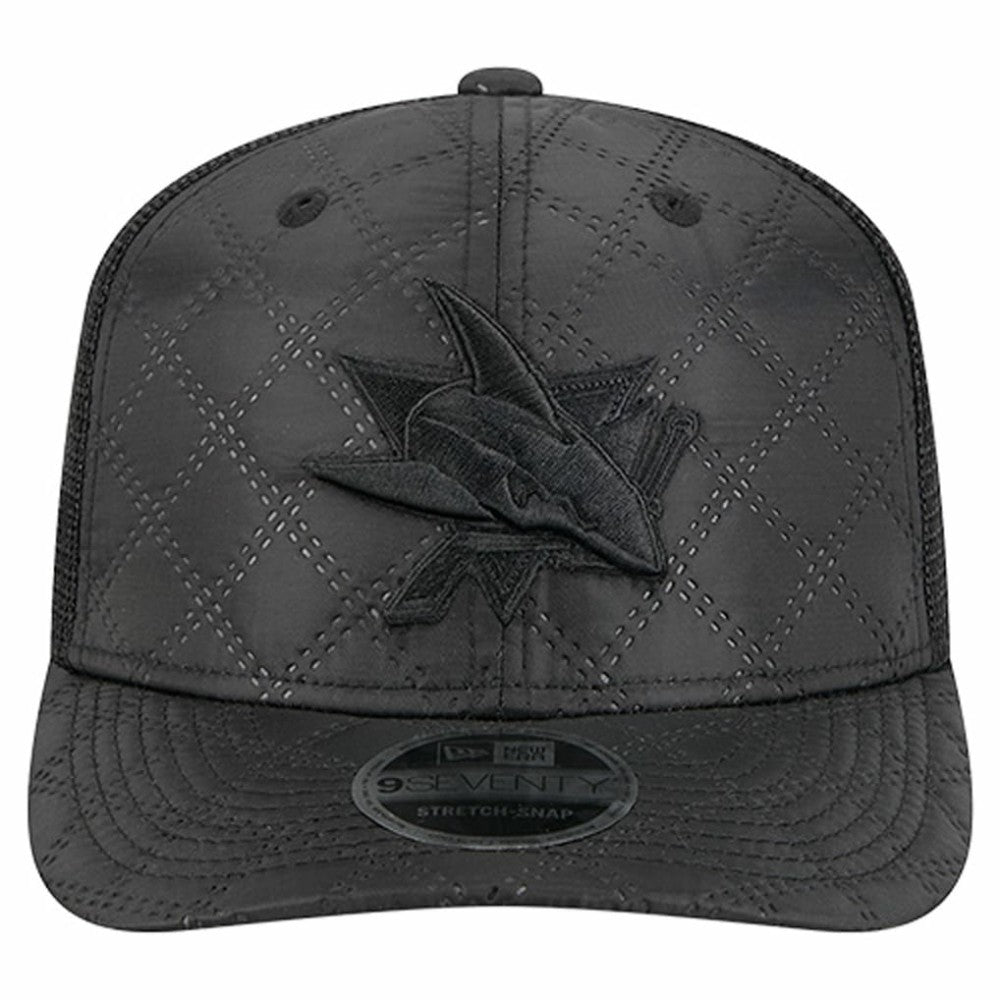 San Jose Sharks New Era Quilted Nylon 9SEVENTY Adjustable Trucker Hat - Black - NHL