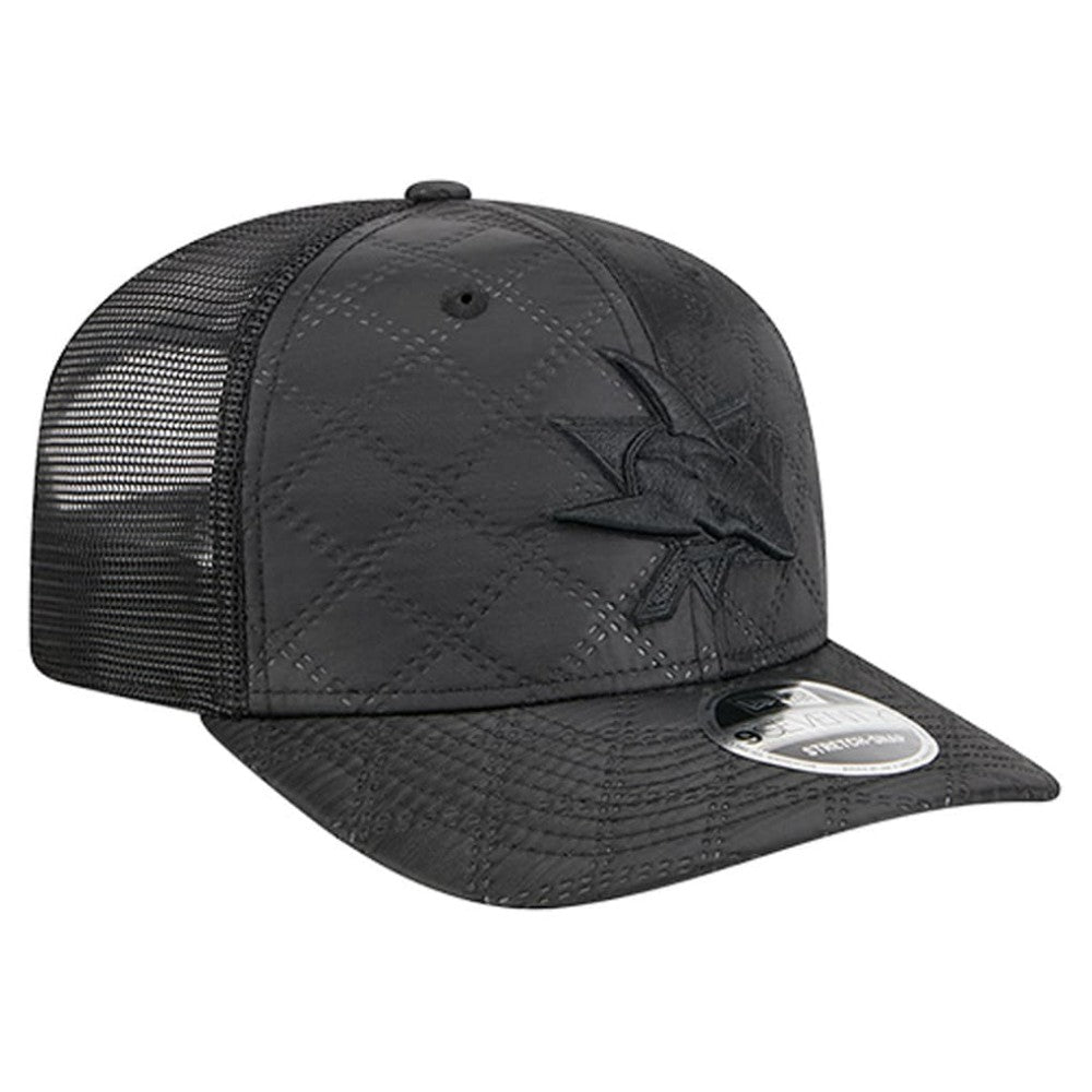 San Jose Sharks New Era Quilted Nylon 9SEVENTY Adjustable Trucker Hat - Black - NHL