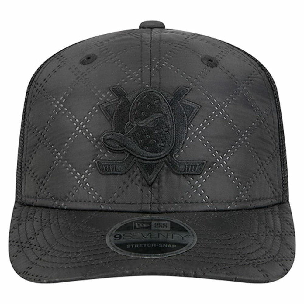 Anaheim Ducks New Era Quilted Nylon 9SEVENTY Adjustable Trucker Hat - Black - NHL