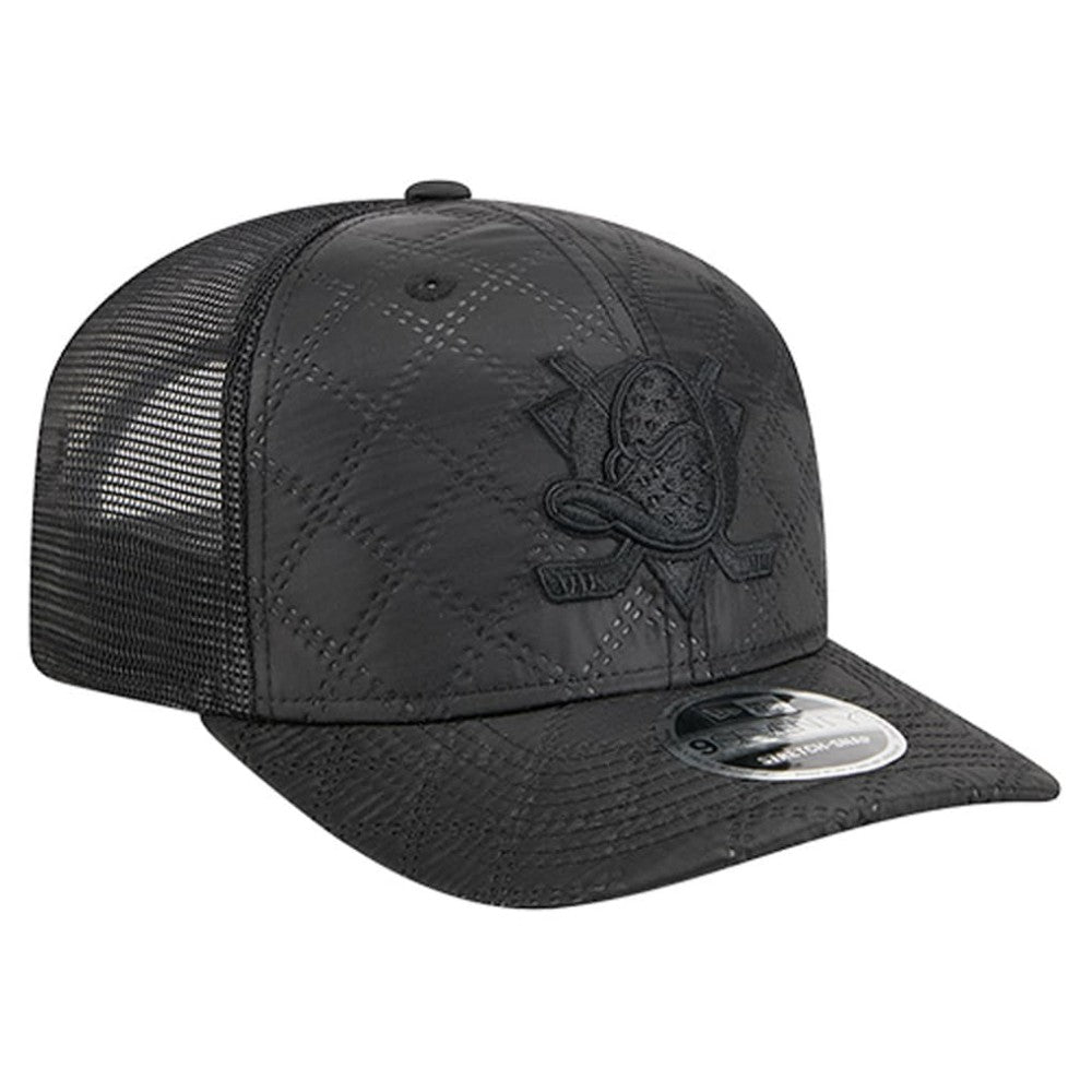 Anaheim Ducks New Era Quilted Nylon 9SEVENTY Adjustable Trucker Hat - Black - NHL