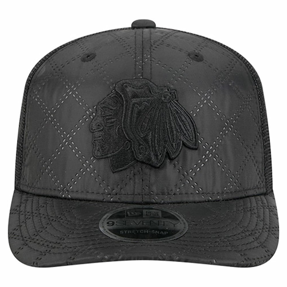 Chicago Blackhawks New Era Quilted Nylon 9SEVENTY Adjustable Trucker Hat - Black - NHL