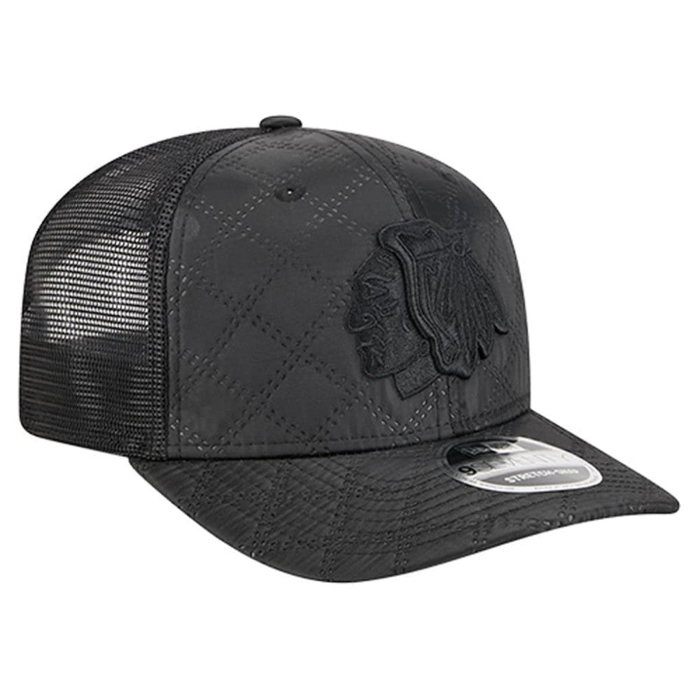 Chicago Blackhawks New Era Quilted Nylon 9SEVENTY Adjustable Trucker Hat - Black - NHL