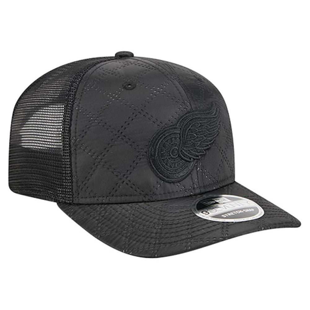 Detroit Red Wings New Era Quilted Nylon 9SEVENTY Adjustable Trucker Hat - Black - NHL