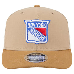 New York Rangers New Era Two-Tone Trucker 9SEVENTY Stretch Snap Adjustable Hat - Tan/Light Brown - NHL
