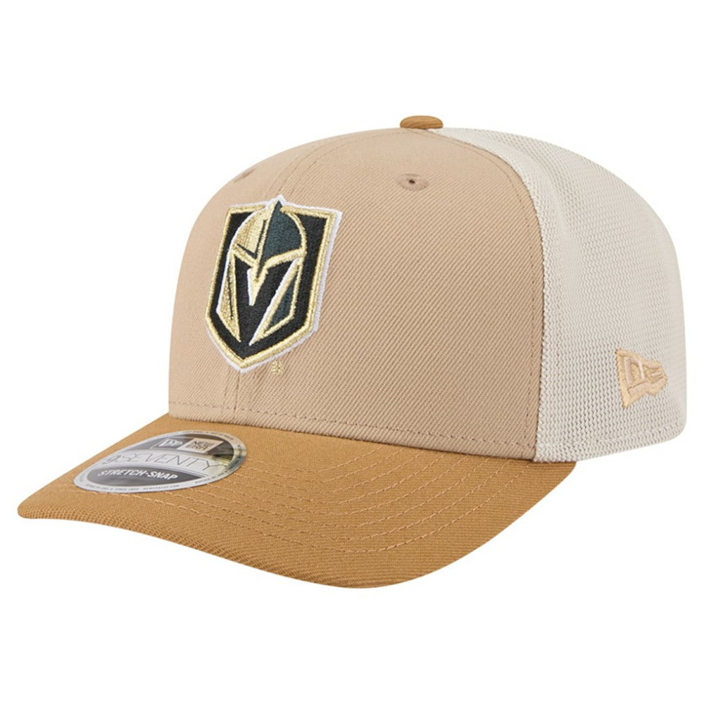Vegas Golden Knights New Era Two-Tone Trucker 9SEVENTY Stretch Snap Adjustable Hat - Tan/Light Brown - NHL