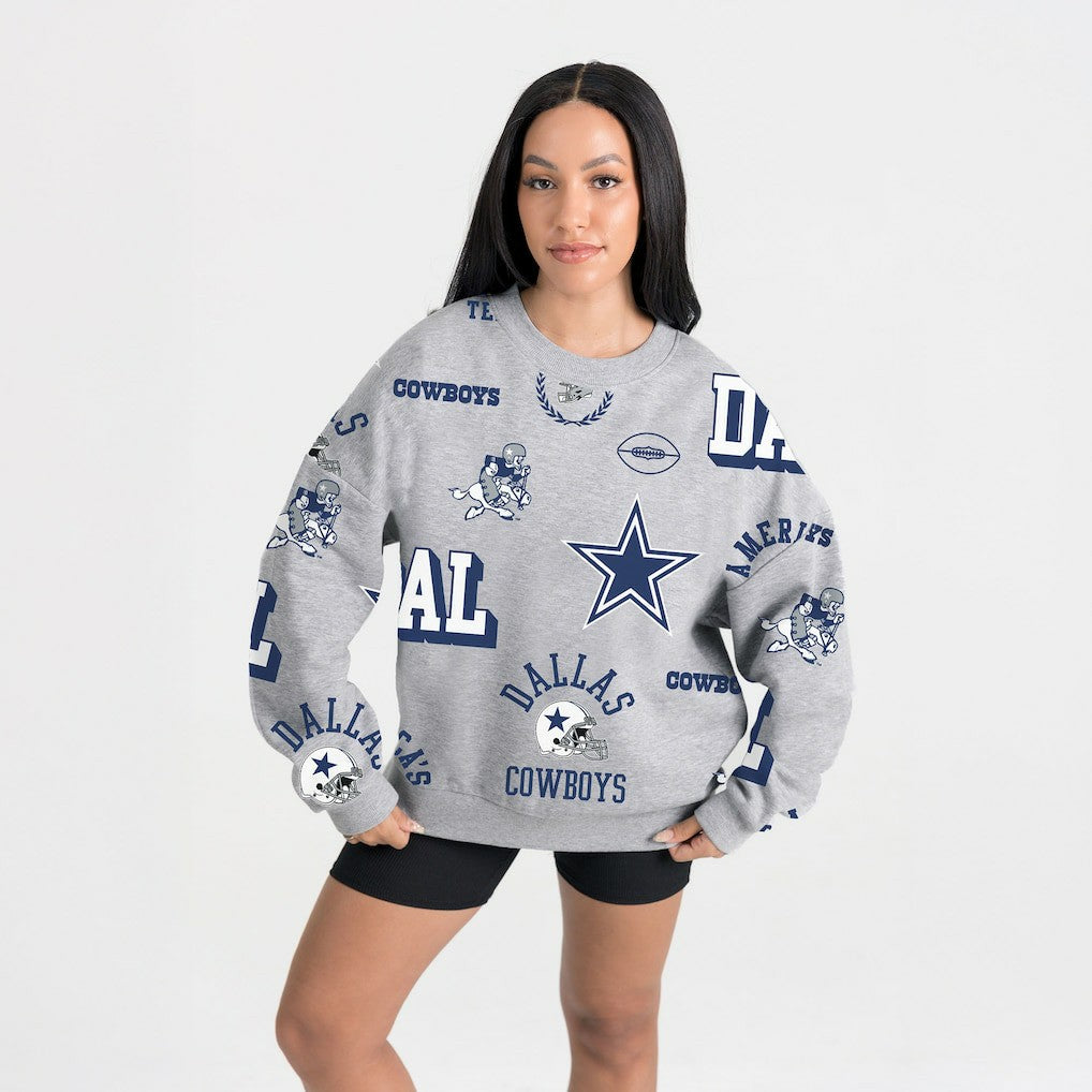 Dallas Cowboys Gameday Couture Women's Always On Repeat Fleece Sweatshirt Heather Gray | NFL