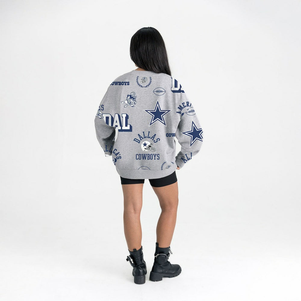 Dallas Cowboys Gameday Couture Women's Always On Repeat Fleece Sweatshirt Heather Gray | NFL