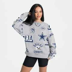 Dallas Cowboys Gameday Couture Women's Always On Repeat Fleece Sweatshirt Heather Gray | NFL