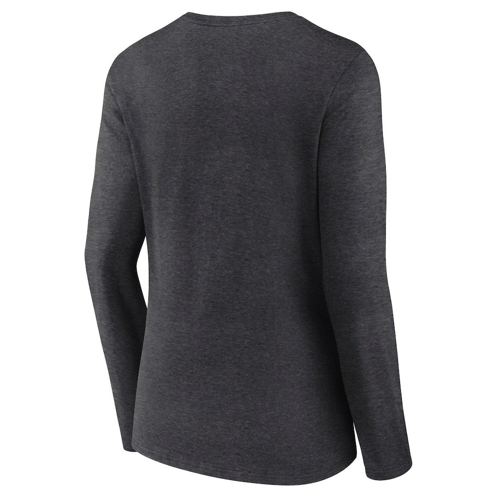 Philadelphia Eagles Women's Super Bowl LIX Quick Pass Long Sleeve V-Neck T-Shirt Heather Charcoal | Fanatics