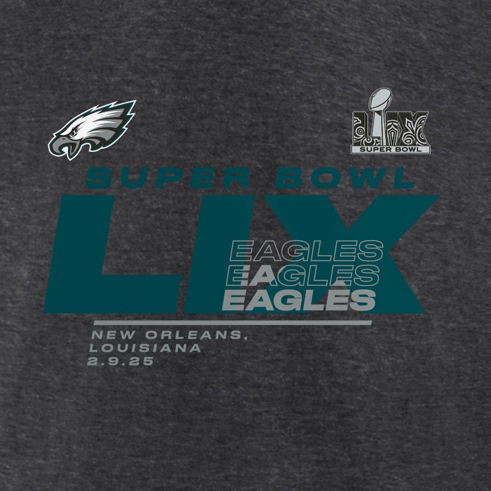 Philadelphia Eagles Women's Super Bowl LIX Quick Pass Long Sleeve V-Neck T-Shirt Heather Charcoal | Fanatics