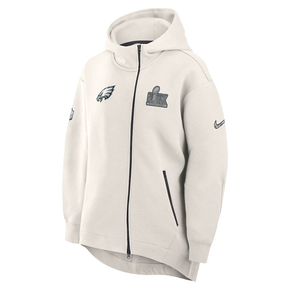 Philadelphia Eagles Women's Super Bowl LIX Opening Night Tech Fleece Full-Zip Hoodie Cream | Nike for Sale