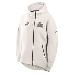 Philadelphia Eagles Women's Super Bowl LIX Opening Night Tech Fleece Full-Zip Hoodie Cream | Nike for Sale