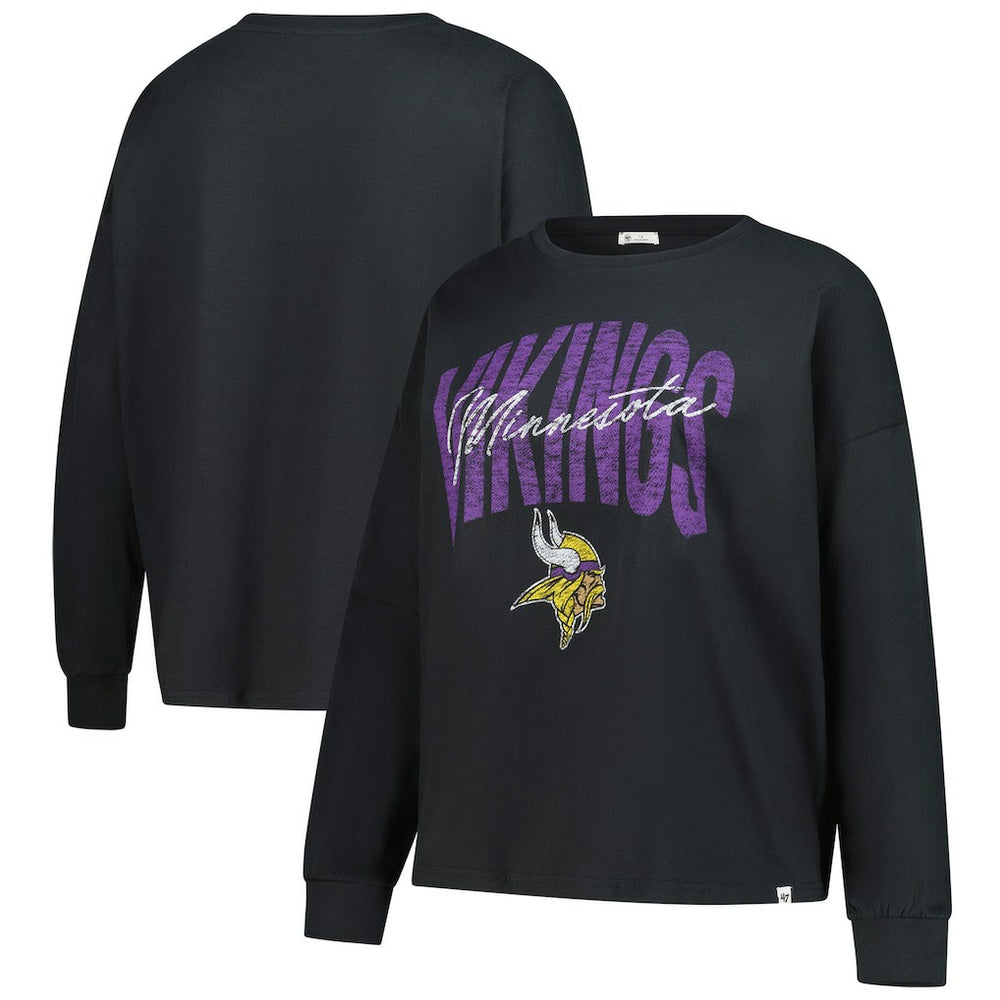Minnesota Vikings '47 Women's Plus Size Muse Sydney Long Sleeve T-Shirt Black | 47 brand