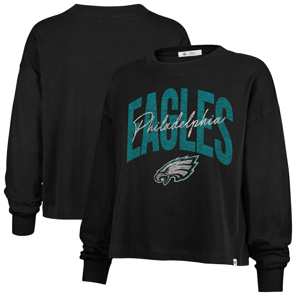 Philadelphia Eagles '47 Women's Plus Size Muse Sydney Long Sleeve T-Shirt Black | 47 brand
