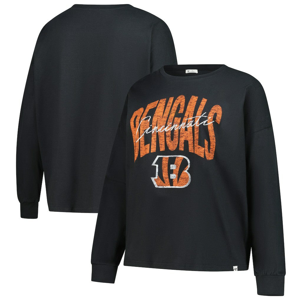 Cincinnati Bengals '47 Women's Plus Size Muse Sydney Long Sleeve T-Shirt Black | 47 brand