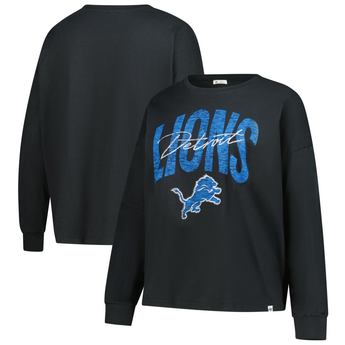 Detroit Lions '47 Women's Plus Size Muse Sydney Long Sleeve T-Shirt Black | 47 brand