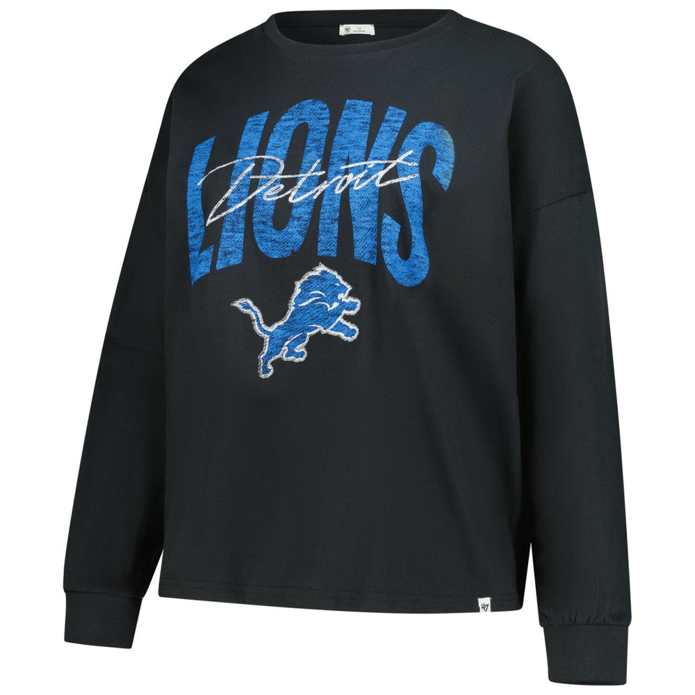 Detroit Lions '47 Women's Plus Size Muse Sydney Long Sleeve T-Shirt Black | 47 brand