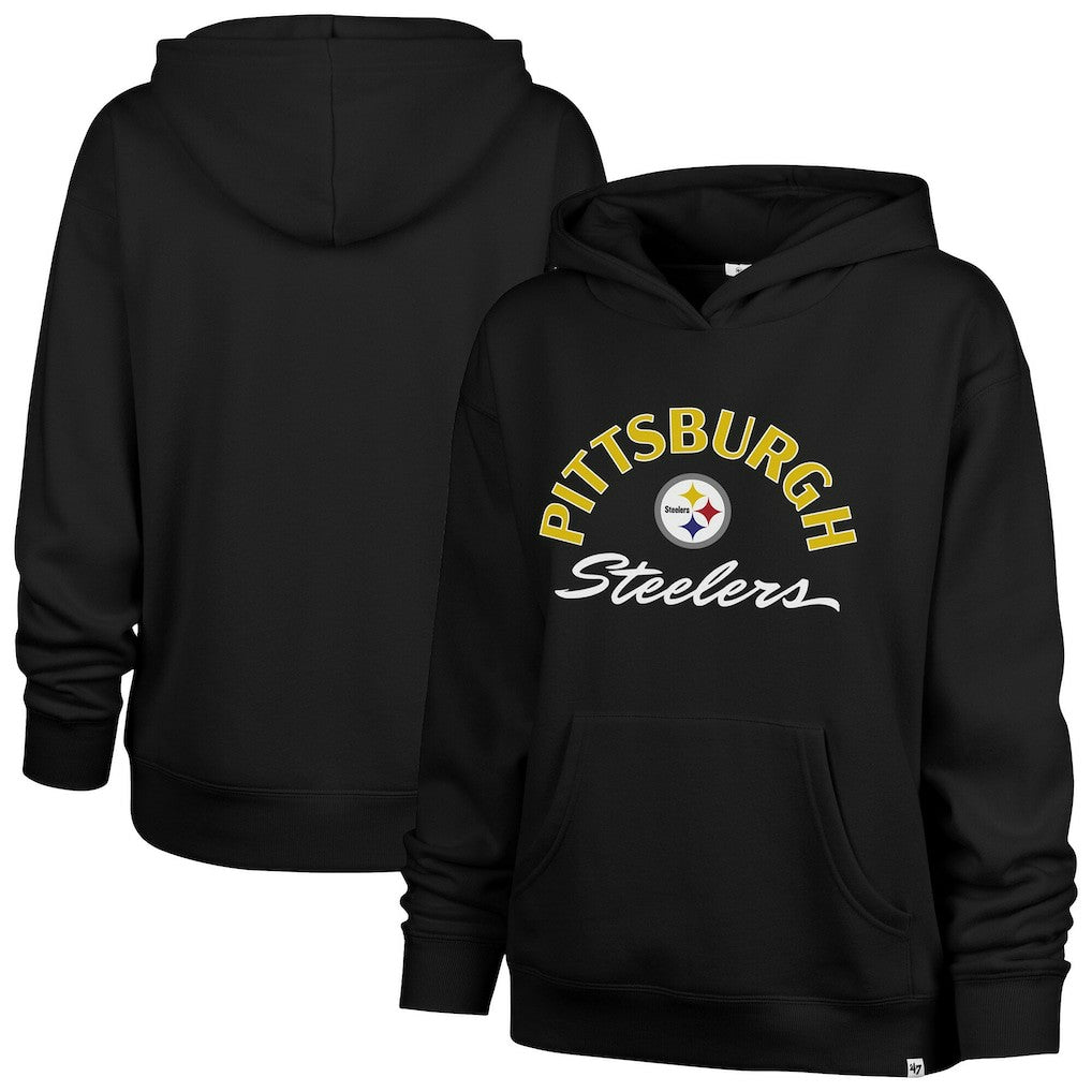 Pittsburgh Steelers '47 Women's Plus Size Whirlwind Naomi Hoodie Black | 47 brand