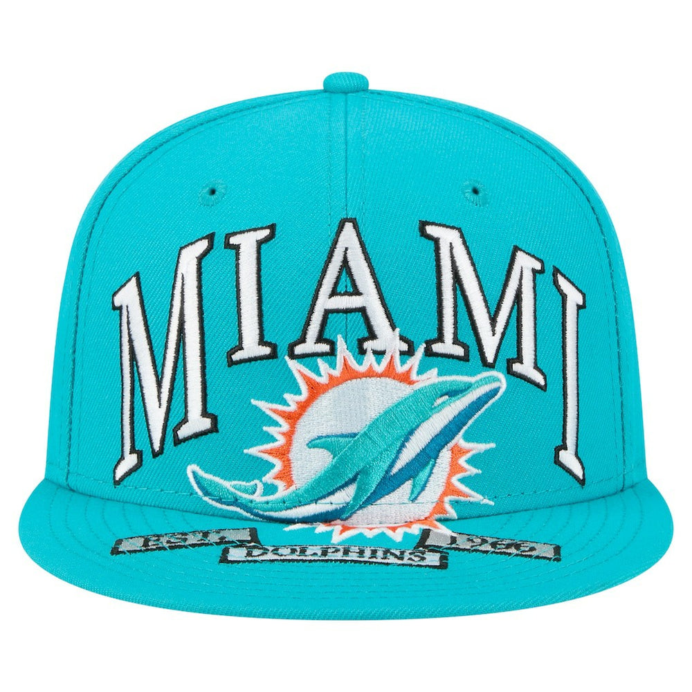 Miami Dolphins New Era Oversized 59FIFTY Fitted Hat Aqua | NFL