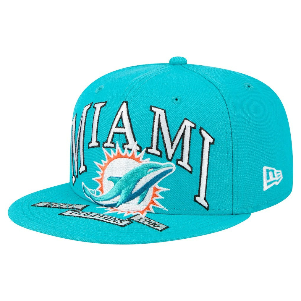 Miami Dolphins New Era Oversized 59FIFTY Fitted Hat Aqua | NFL
