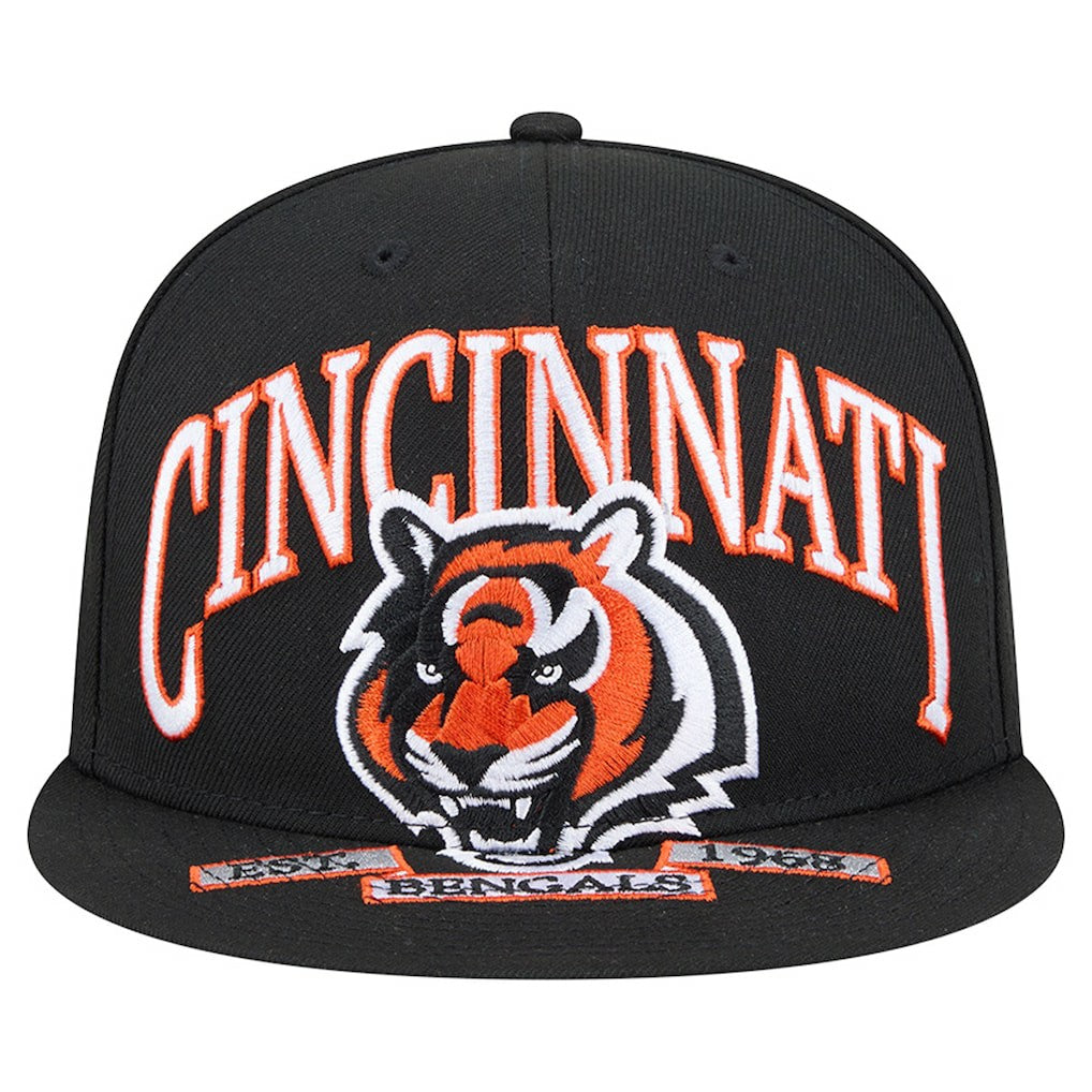 Cincinnati Bengals New Era Head Oversized 59FIFTY Fitted Hat Black | NFL