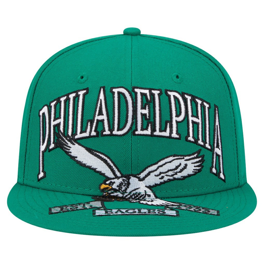 Philadelphia Eagles New Era Throwback Oversized 59FIFTY Fitted Hat Kelly Green | NFL