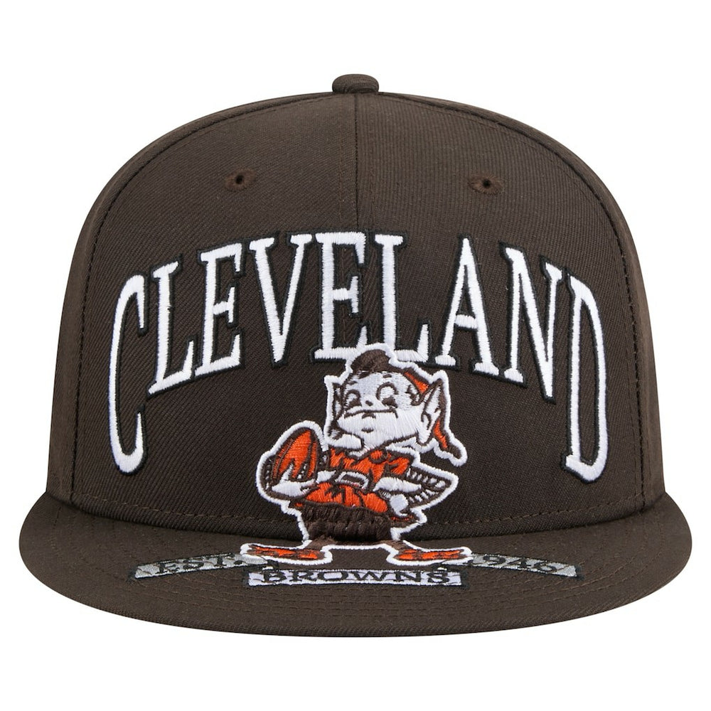 Cleveland Browns New Era Throwback Oversized 59FIFTY Fitted Hat Brown | NFL
