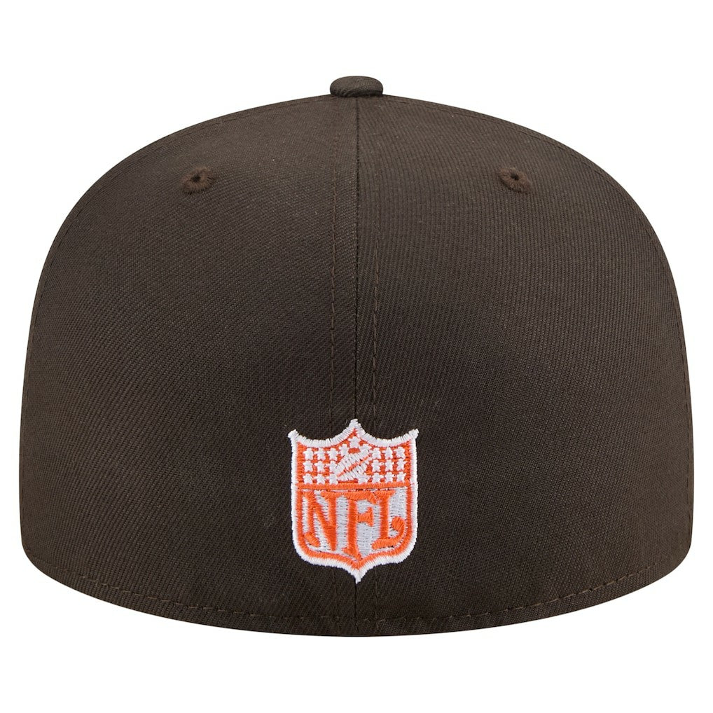 Cleveland Browns New Era Throwback Oversized 59FIFTY Fitted Hat Brown | NFL