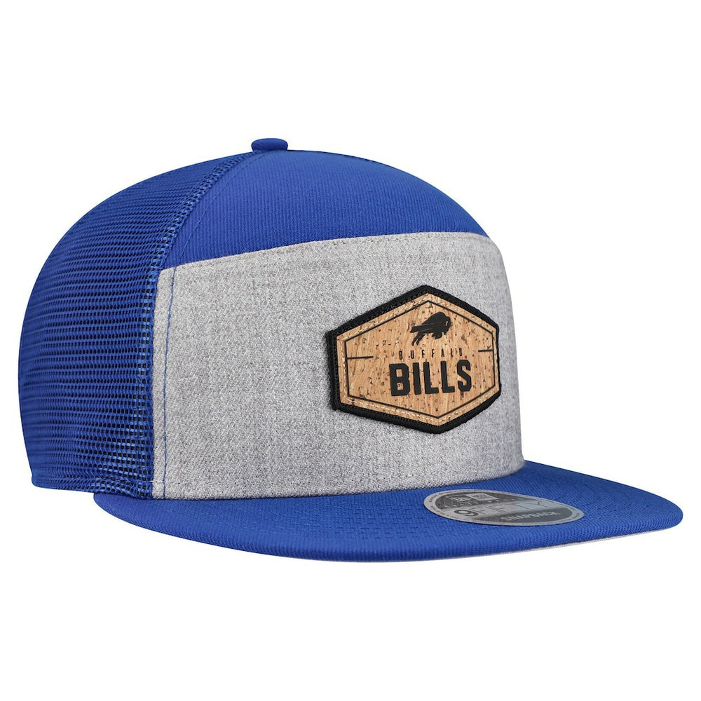 Buffalo Bills New Era Cork Split Panel 9FIFTY Trucker Snapback Hat Gray/Royal | NFL