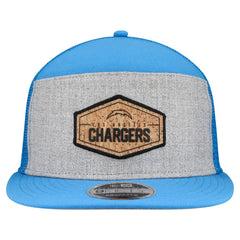 Los Angeles Chargers New Era Cork Split Panel 9FIFTY Trucker Snapback Hat Gray/Powder Blue | NFL